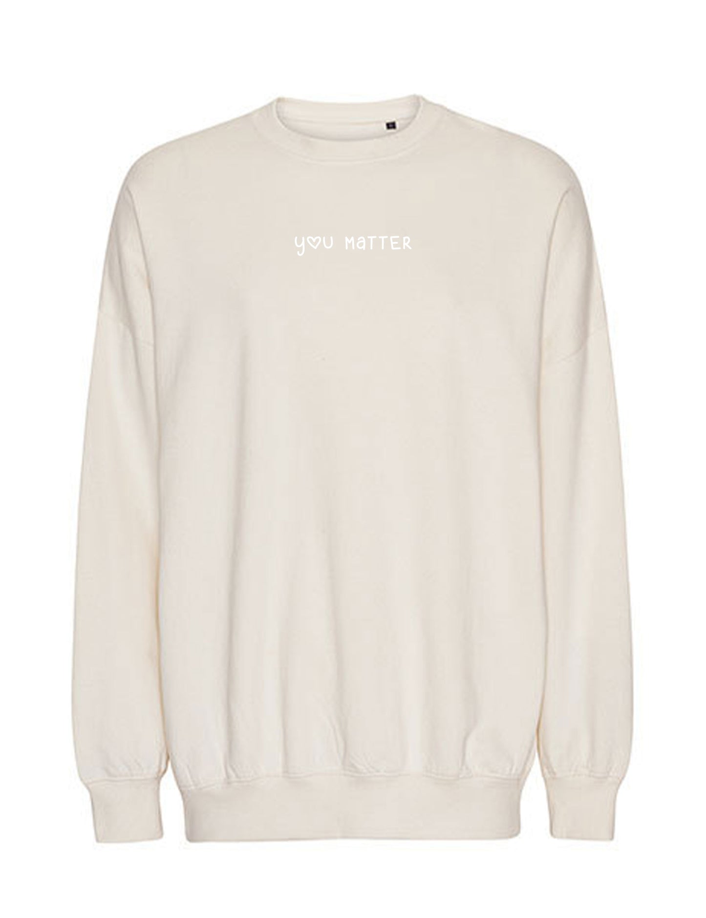 Oversized geschnittener Sweater in einem tollen Cremeweiß – und einer wichtigen Botschaft: you matter!&nbsp;